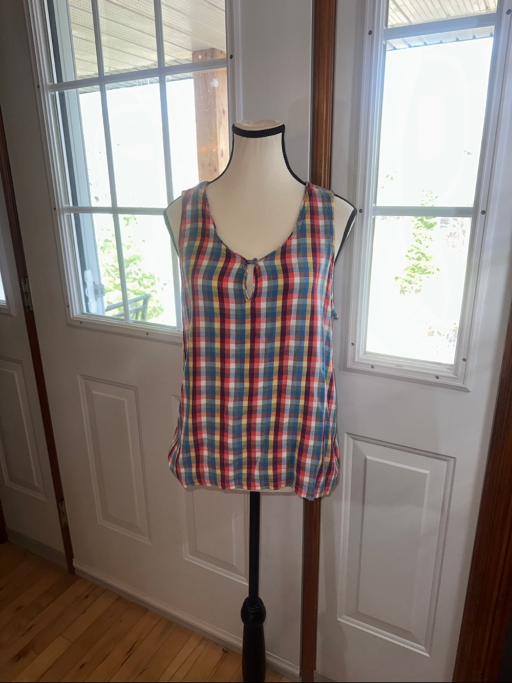Aventura Multi-Color Plaid Sleeveless Tank